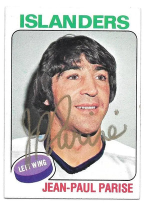 Jean-Paul Parise Signed 1975-76 Topps Hockey Card - New York Islanders - PastPros