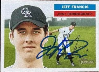 Jeff Francis Signed 2005 Topps Heritage Baseball Card - Colorado Rockies