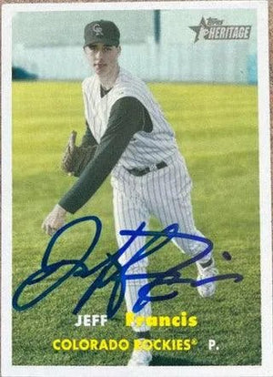 Jeff Francis Signed 2006 Topps Heritage Baseball Card - Colorado Rockies