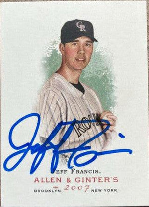 Jeff Francis Signed 2007 Allen & Ginter Baseball Card - Colorado Rockies - PastPros