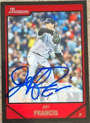 Jeff Francis Signed 2007 Bowman Baseball Card - Colorado Rockies - PastPros