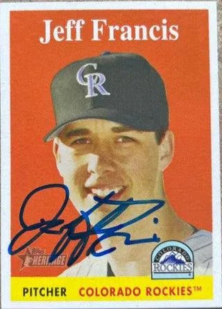 Jeff Francis Signed 2007 Topps Heritage Baseball Card - Colorado Rockies