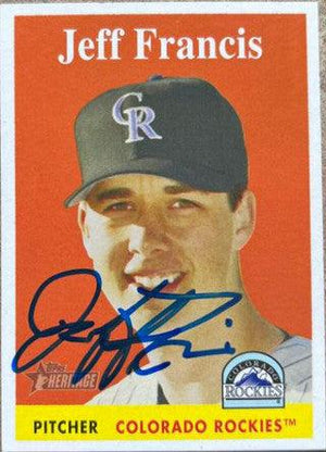 Jeff Francis Signed 2007 Topps Heritage Baseball Card - Colorado Rockies - PastPros