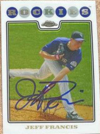 Jeff Francis Signed 2008 Topps Chrome Baseball Card - Colorado Rockies - PastPros