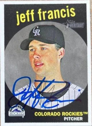 Jeff Francis Signed 2008 Topps Heritage Baseball Card - Colorado Rockies
