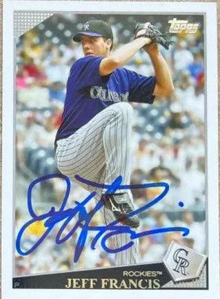 Jeff Francis Signed 2009 Topps Baseball Card - Colorado Rockies
