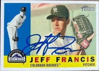 Jeff Francis Signed 2009 Topps Heritage Baseball Card - Colorado Rockies