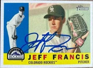 Jeff Francis Signed 2009 Topps Heritage Baseball Card - Colorado Rockies