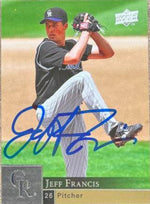 Jeff Francis Signed 2009 Upper Deck Baseball Card - Colorado Rockies - PastPros
