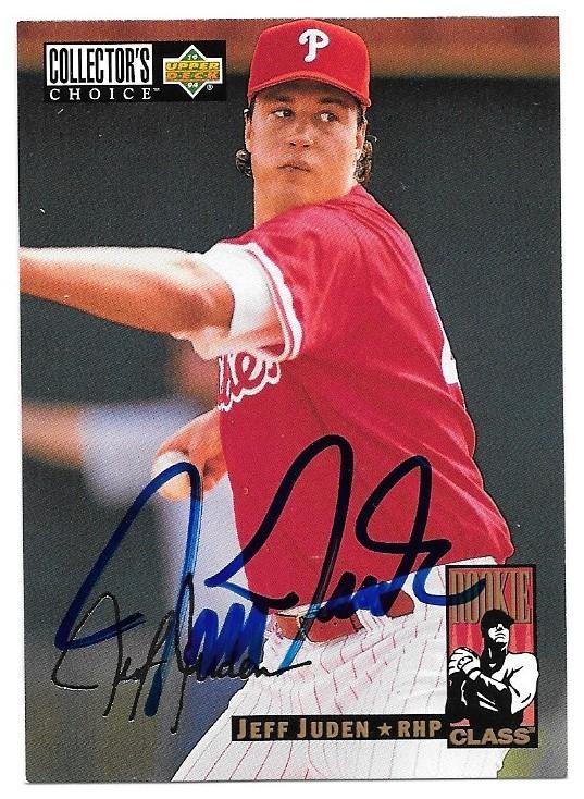 Jeff Juden Signed 1994 Collector's Choice Silver Signature Baseball Card - Philadelphia Phillies - PastPros