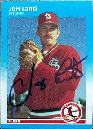 Jeff Lahti Signed 1987 Fleer Baseball Card - St Louis Cardinals - PastPros