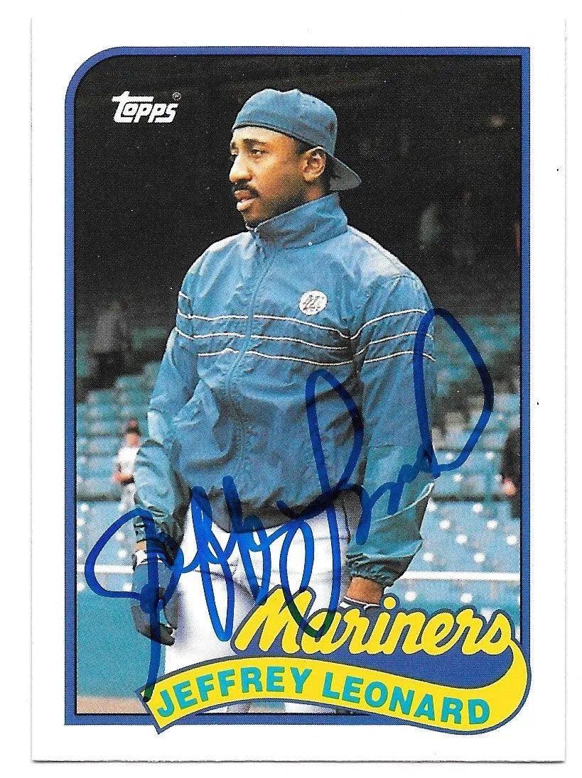 Jeff Leonard Signed 1989 Topps Baseball Card - Seattle Mariners