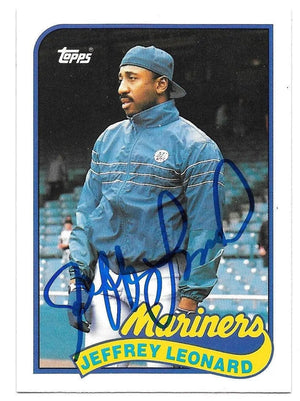 Jeff Leonard Signed 1989 Topps Baseball Card - Seattle Mariners