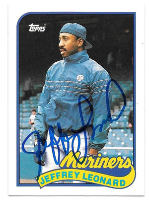 Jeff Leonard Signed 1989 Topps Baseball Card - Seattle Mariners - PastPros