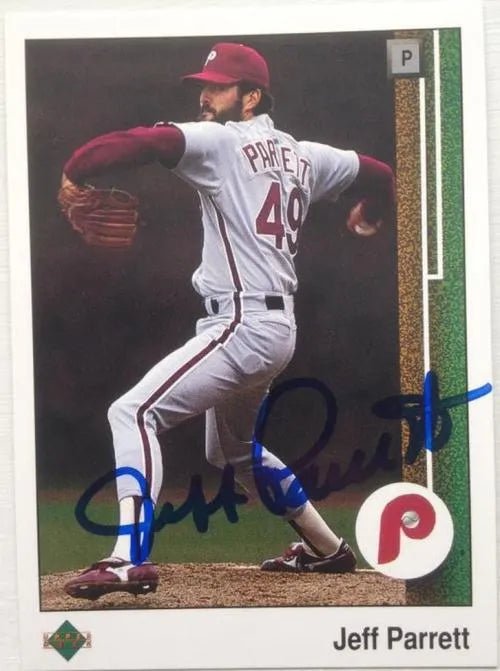 Jeff Parrett Signed 1989 Upper Deck Baseball Card - Philadelphia Phillies