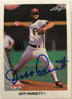 Jeff Parrett Signed 1990 Leaf Baseball Card - Philadelphia Phillies - PastPros