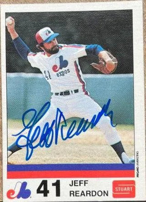 Jeff Reardon Signed 1983 Stuart Bakery Baseball Card - Montreal Expos