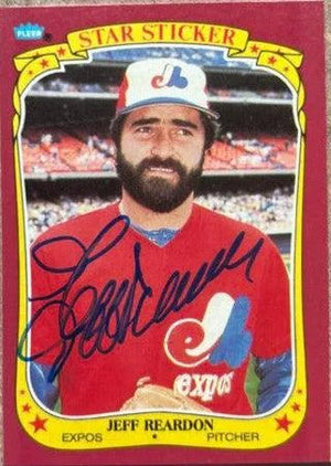 Jeff Reardon Signed 1986 Fleer Star Stickers Baseball Card - Montreal Expos