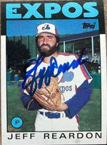 Jeff Reardon Signed 1986 Topps Baseball Card - Montreal Expos
