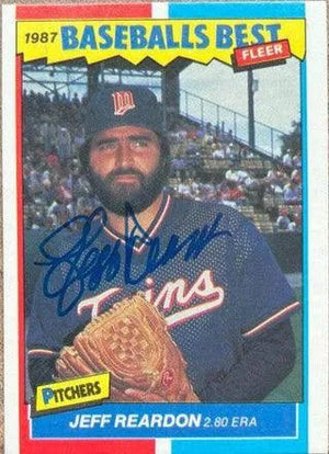 Jeff Reardon Signed 1987 Fleer Baseball's Best Baseball Card - Minnesota Twins