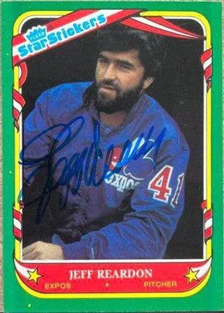 Jeff Reardon Signed 1987 Fleer Star Stickers Baseball Card - Montreal Expos