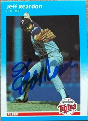 Jeff Reardon Signed 1987 Fleer Update Baseball Card - Minnesota Twins