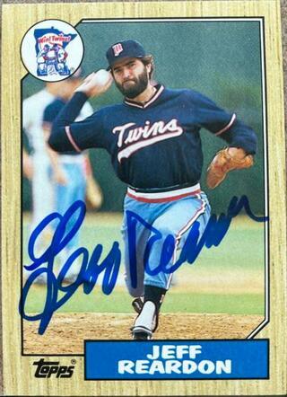 Jeff Reardon Signed 1987 Topps Traded Baseball Card - Minnesota Twins - PastPros