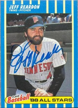 Jeff Reardon Signed 1988 Fleer All Stars Baseball Card - Minnesota Twins