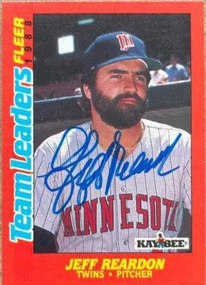 Jeff Reardon Signed 1988 Fleer Kay Bee Team Leaders Baseball Card - Minnesota Twins