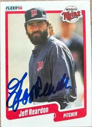 Jeff Reardon Signed 1990 Fleer Baseball Card - Minnesota Twins