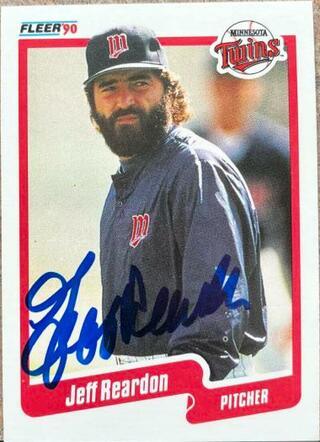 Jeff Reardon Signed 1990 Fleer Baseball Card - Minnesota Twins - PastPros