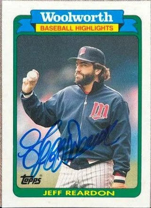 Jeff Reardon Signed 1990 Topps Woolworth Highlights Baseball Card - Minnesota Twins