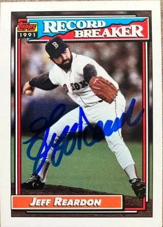 Jeff Reardon Signed 1992 Topps Record Breaker Baseball Card - Boston Red Sox