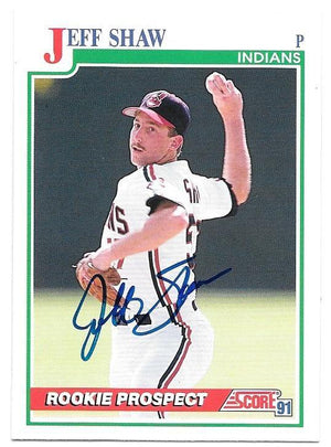 Jeff Shaw Signed 1991 Score Baseball Card - Cleveland Indians - PastPros