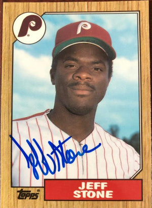 Jeff Stone Signed 1987 Topps Baseball Card - Philadelphia Phillies - PastPros