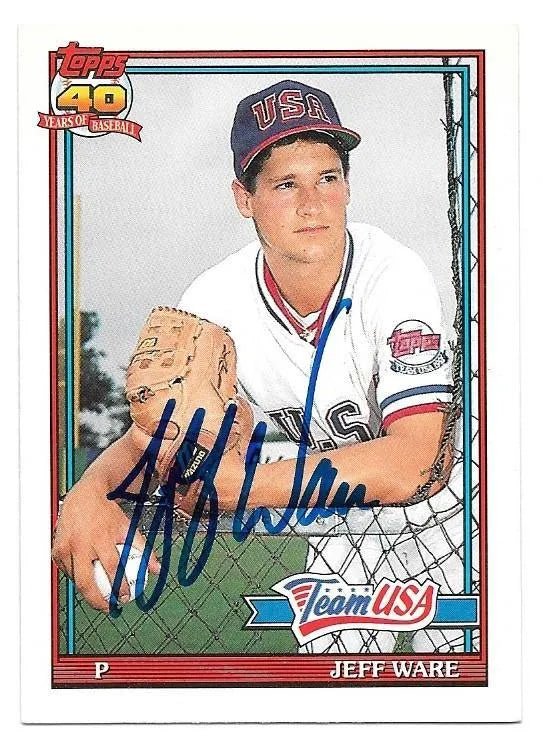 Jeff Ware Signed 1991 Topps Baseball Card - Team USA