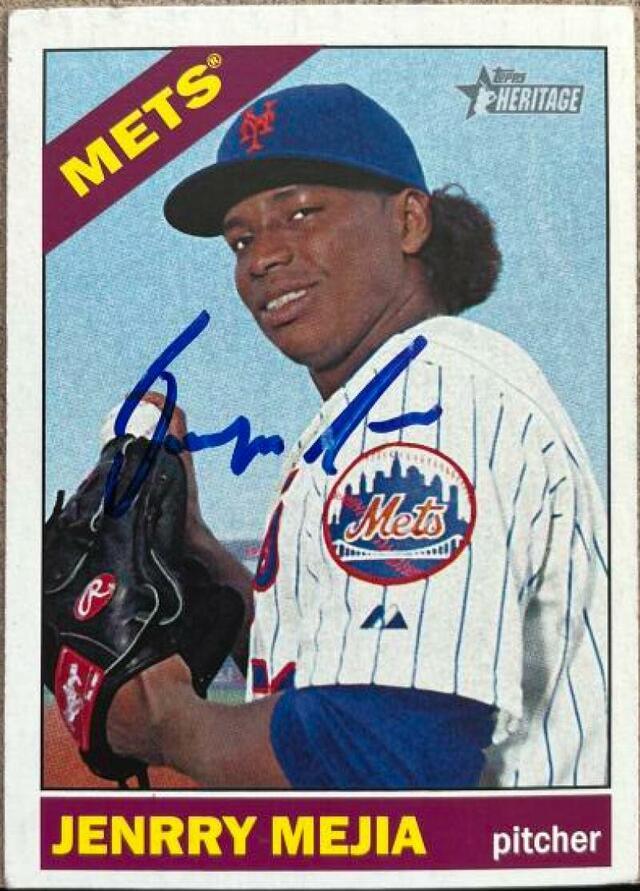 Jennry Mejia Signed 2015 Topps Heritage Baseball Card - New York Mets - PastPros