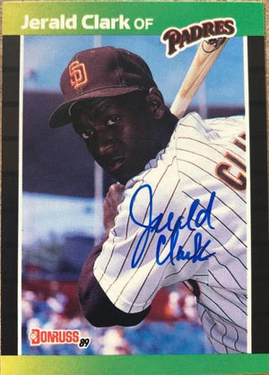 Jerald Clark Signed 1989 Donruss Baseball Card - San Diego Padres