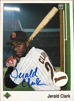 Jerald Clark Signed 1989 Upper Deck Baseball Card - San Diego Padres