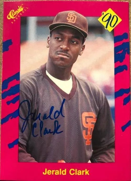 Jerald Clark Signed 1990 Classic Baseball Card - San Diego Padres