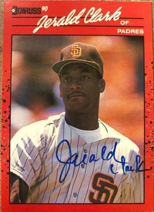 Jerald Clark Signed 1990 Donruss Baseball Card - San Diego Padres