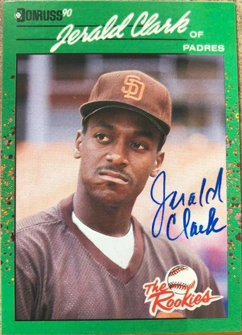 Jerald Clark Signed 1990 Donruss Rookies Baseball Card - San Diego Padres