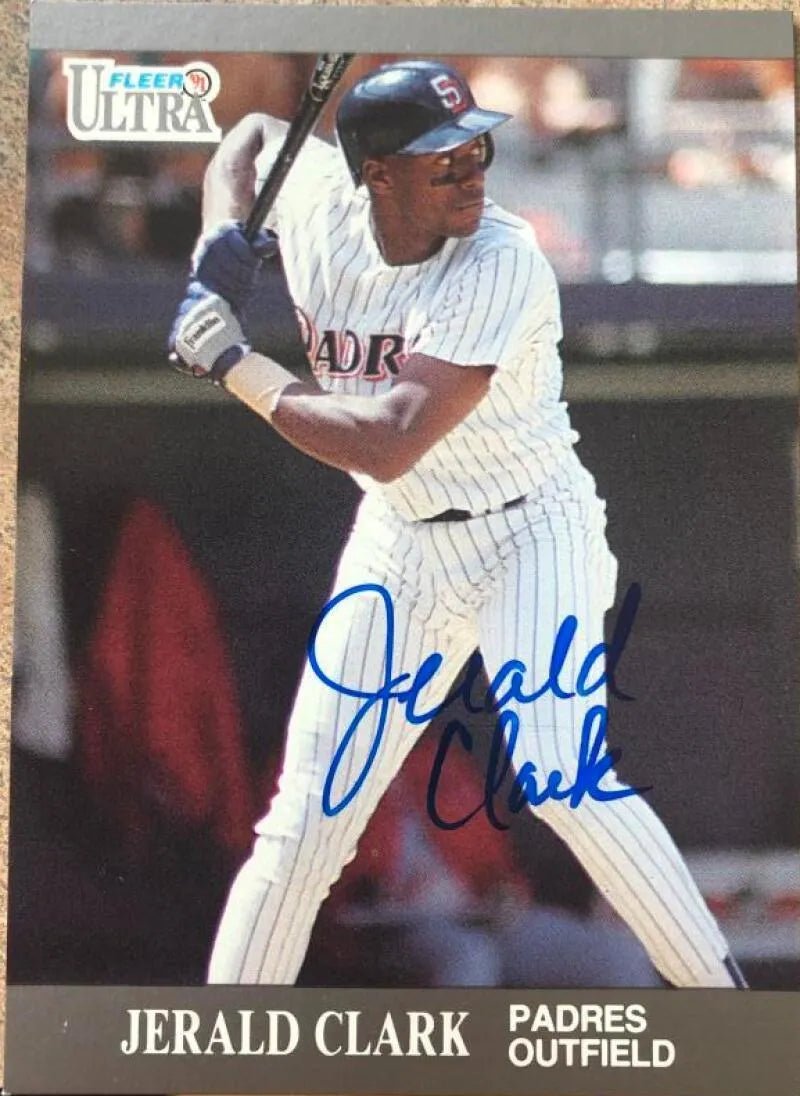 Jerald Clark Signed 1991 Fleer Ultra Baseball Card - San Diego Padres