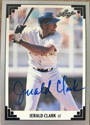 Jerald Clark Signed 1991 Leaf Baseball Card - San Diego Padres