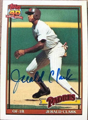 Jerald Clark Signed 1991 Topps Baseball Card - San Diego Padres