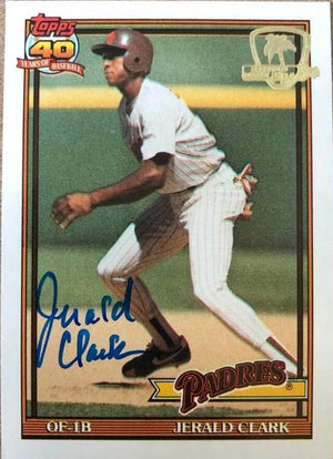 Jerald Clark Signed 1991 Topps Desert Shield Baseball Card - San Diego Padres - PastPros