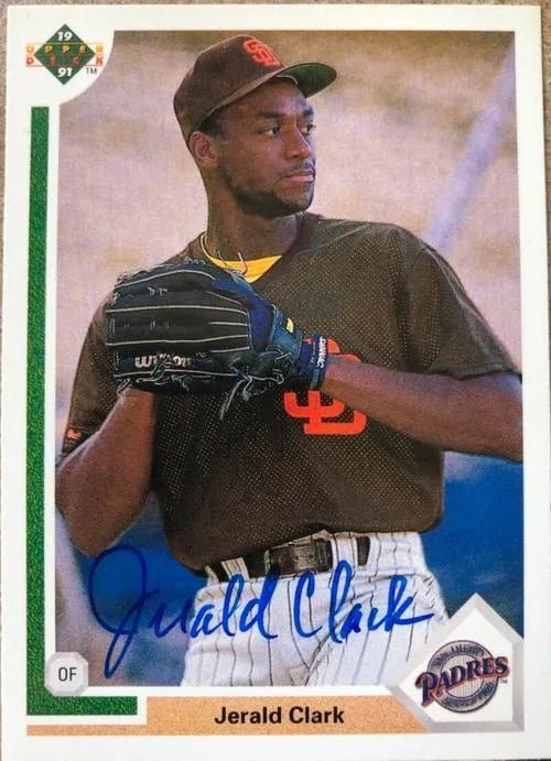 Jerald Clark Signed 1991 Upper Deck Baseball Card - San Diego Padres
