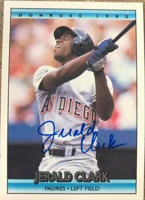 Jerald Clark Signed 1992 Donruss Baseball Card - San Diego Padres