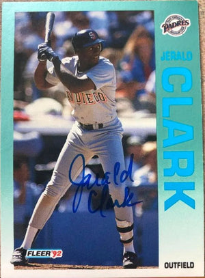 Jerald Clark Signed 1992 Fleer Baseball Card - San Diego Padres