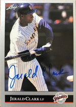 Jerald Clark Signed 1992 Leaf Baseball Card - San Diego Padres